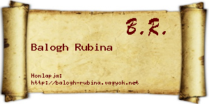 Balogh Rubina névjegykártya
